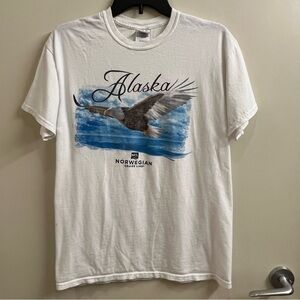 NCL Alaska Bald Eagle Norwegian Cruise Line T Shirt Men's Medium Good Condition